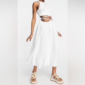 Cotton poplin tie wrap mini sundress